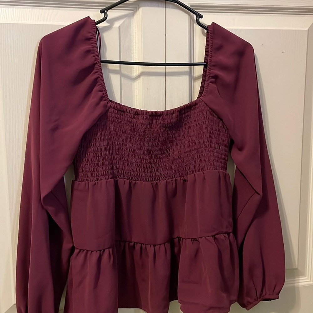 cute maroon blouse!